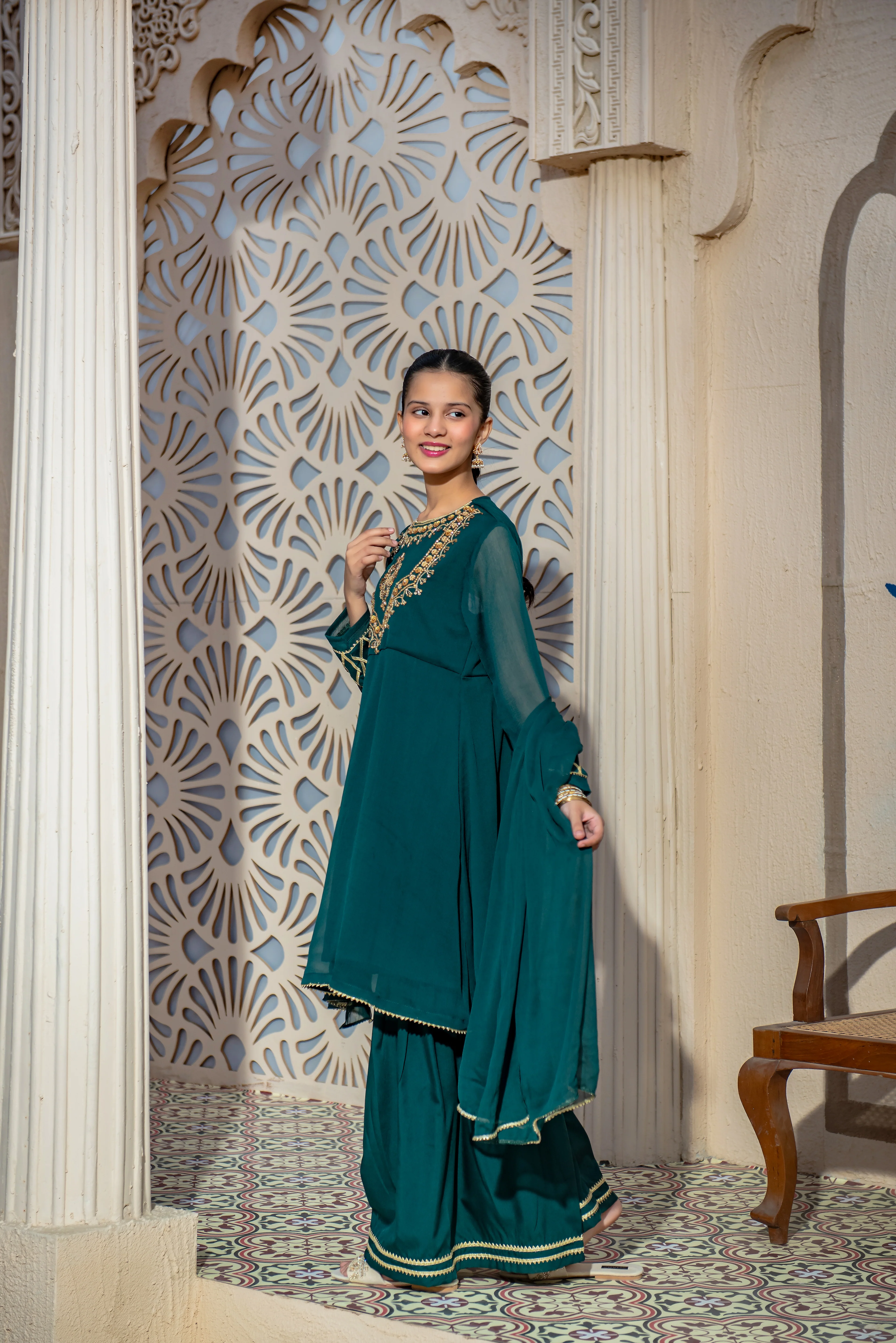 Girls Stitched Festive 3 Piece AC 68 - Image 3