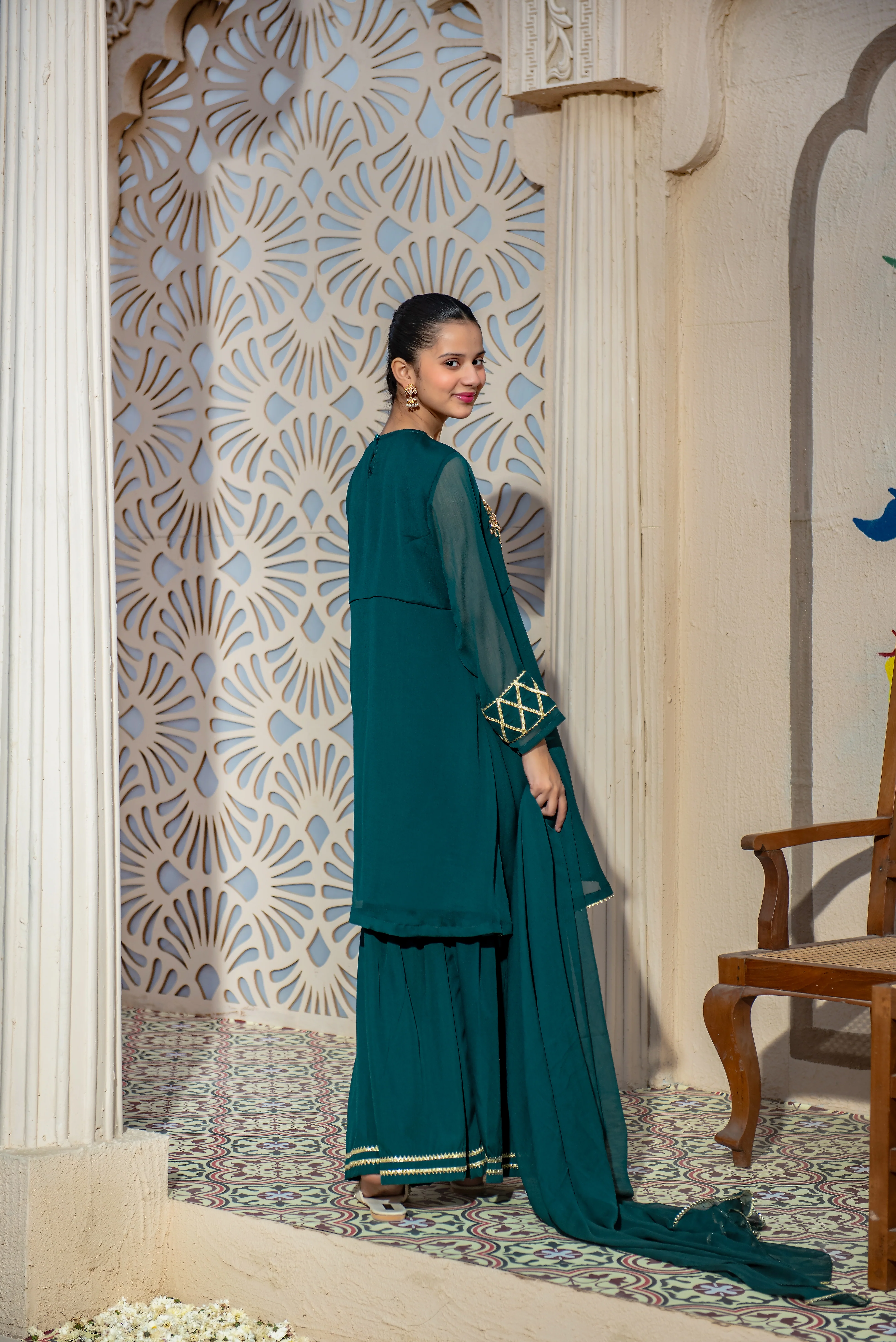 Girls Stitched Festive 3 Piece AC 68 - Image 4