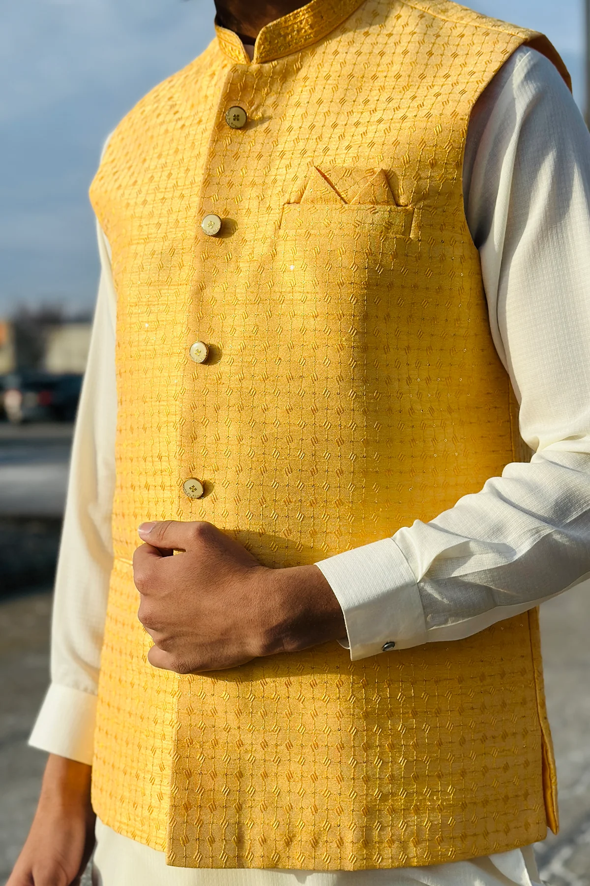 Men Waistcoat 399 YELLOW - Image 3