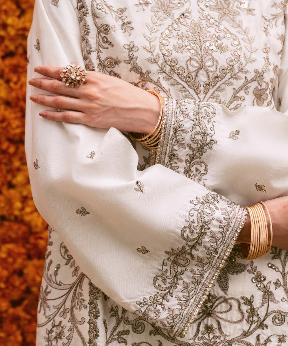 Sapphire Stitched 3 Piece Silk Cotton Net Suit J(89) - Image 4